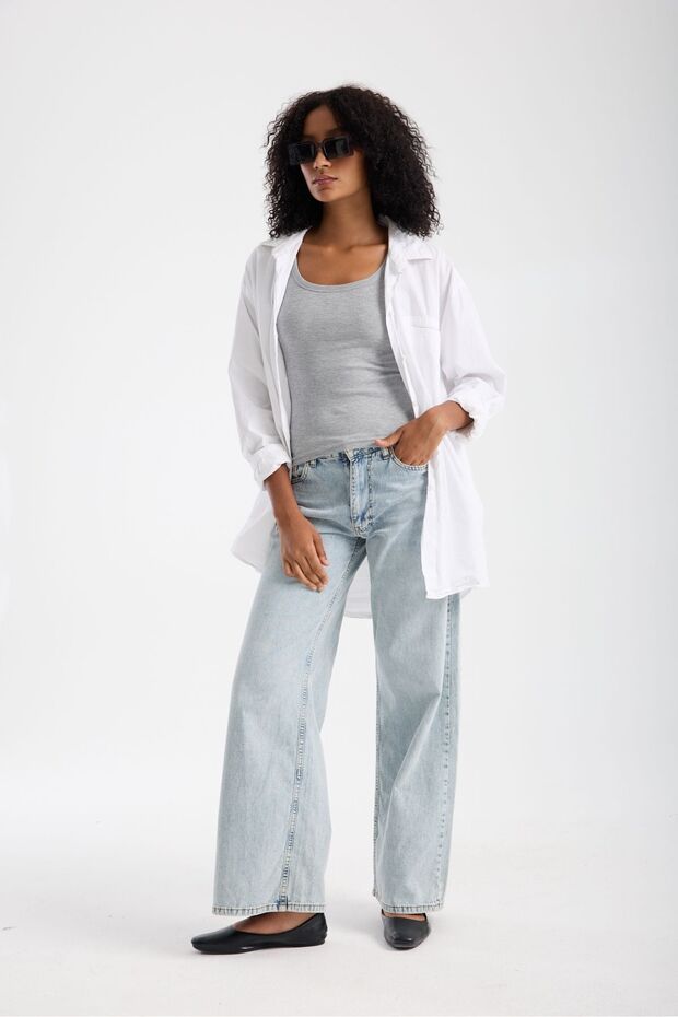 Kadın Fitilli Görünümlü Kalın Askılı Basic Atlet - 3