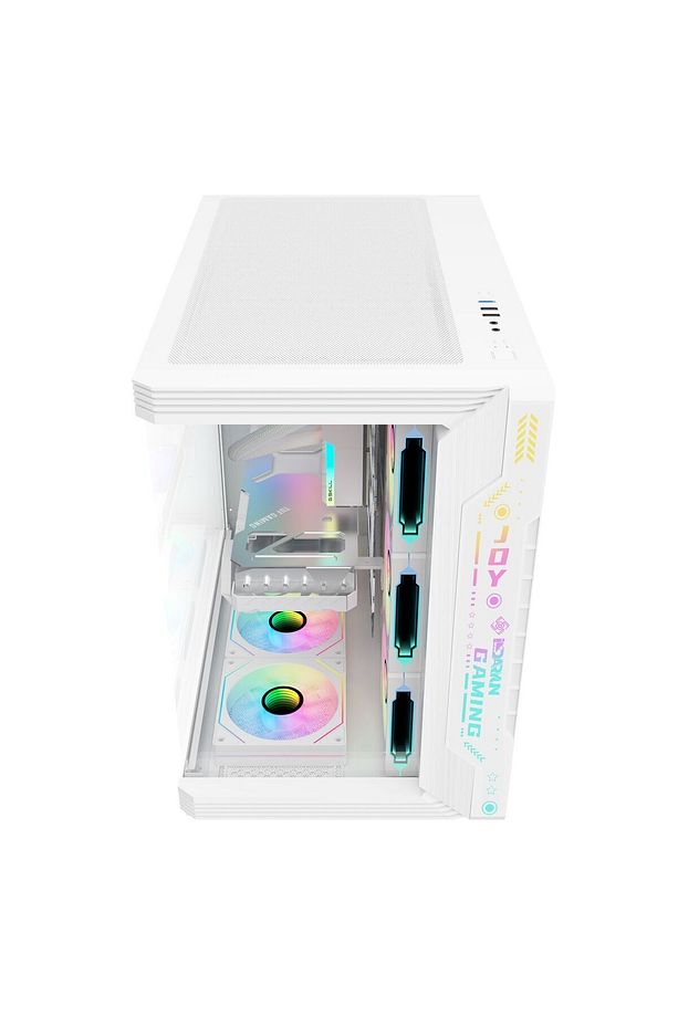 JOY gaming argb ön panel 7x argb fan atx beyaz akvaryum bilgisayar kasası - 5