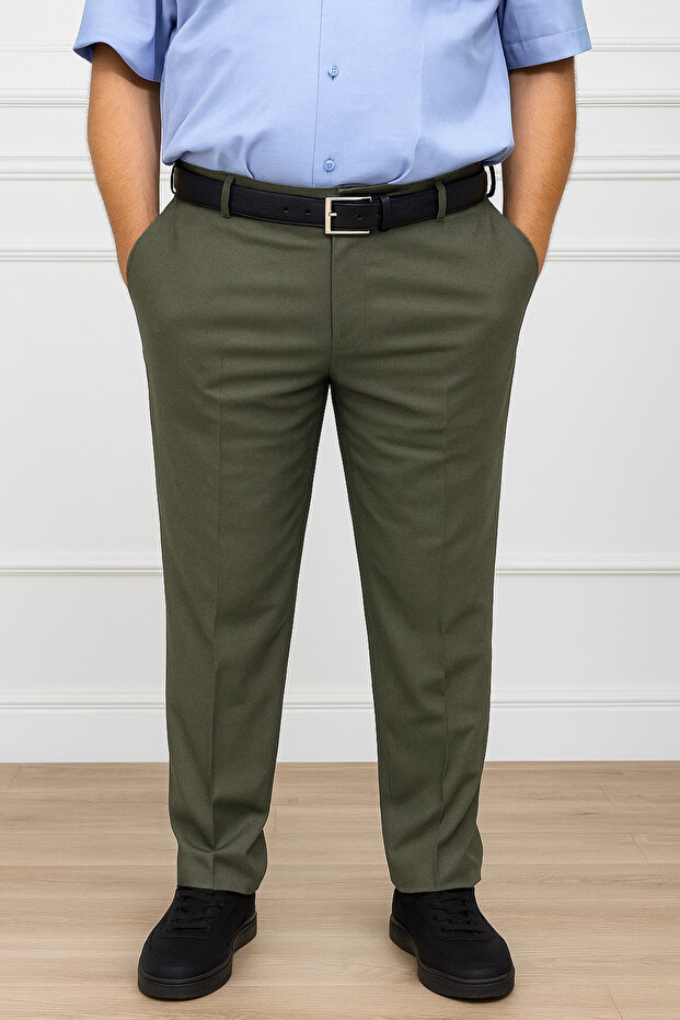 Men's Classic Comfortable Fit Khaki Linen Trousers