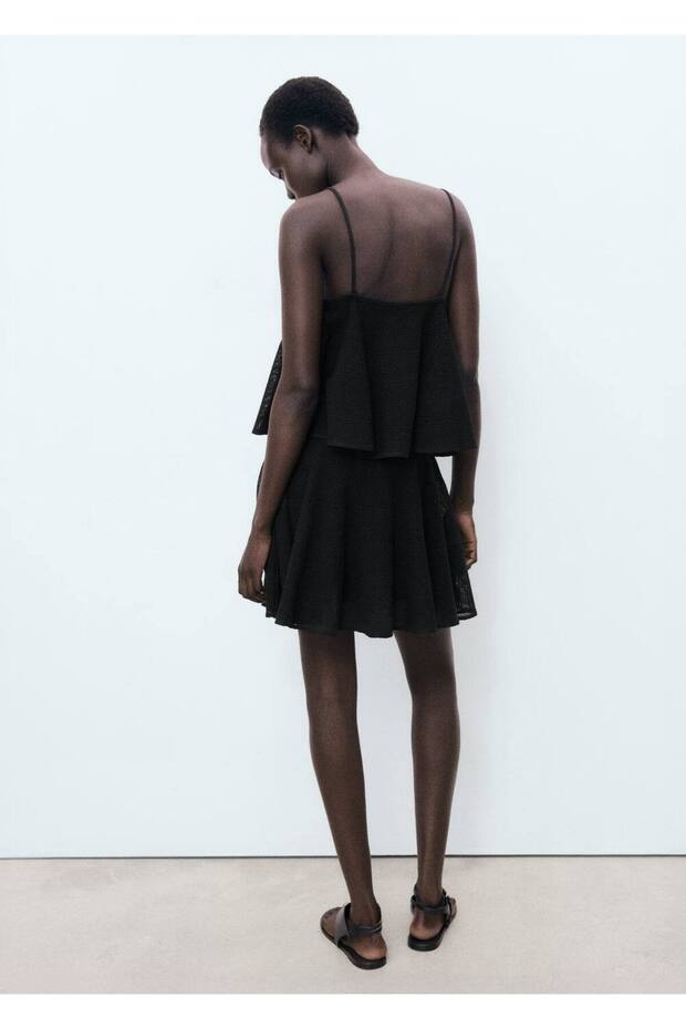 Volanlı triko elbise - 4