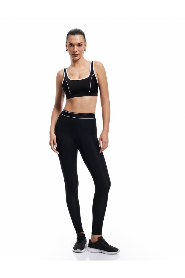 High Waist Skinny Fit Stripe Detailed Sports Leggings