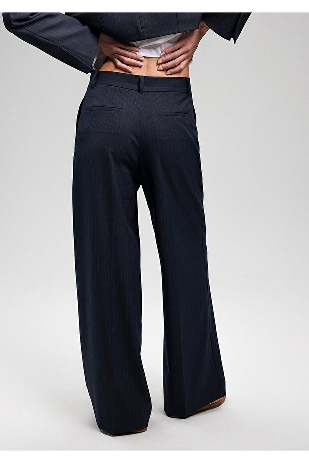Geniş Paça Lacivert Pantolon 1010643-86624 - 5