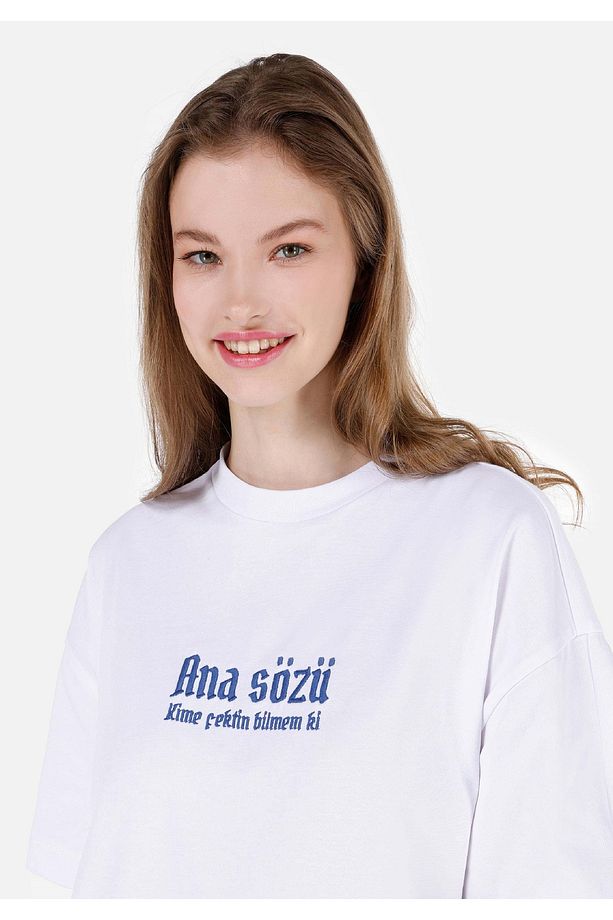 UNISEX Lilseb Sloganlı Beyaz Tişört - 4