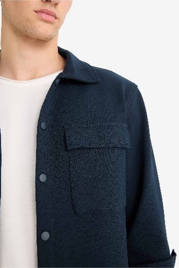 Regular Fit Çift Cepli Twill Uzun Kollu Gömlek E7689AX25SP - 5