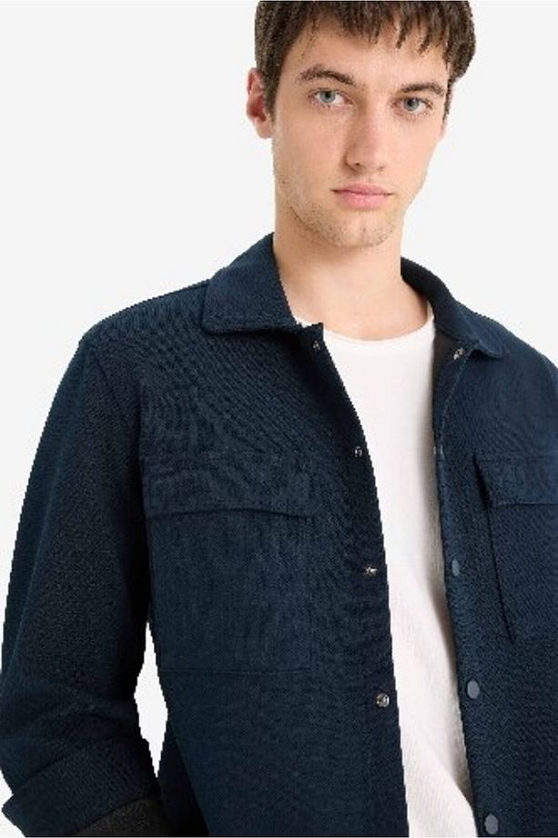 Regular Fit Çift Cepli Twill Uzun Kollu Gömlek E7689AX25SP - 1