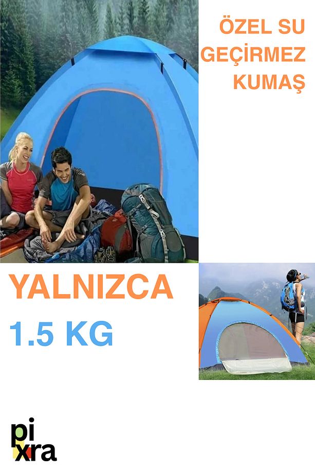 Su Geçirmez Tüllü Kapı Sineklikli Kamp Çadırı – Dayanıklı Kumaş, Kolay Kurulum, 2-3 Kişilik - 3