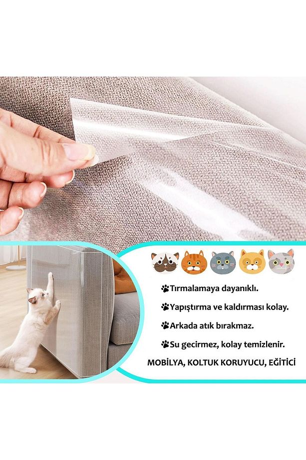 Kedi Eğitim Bandı Tek Yüz Yapışkanlı Tırmalama Caydırıcı Koltuk Mobilya Koruyucu 25x45 Cm. 4 Adet - 1