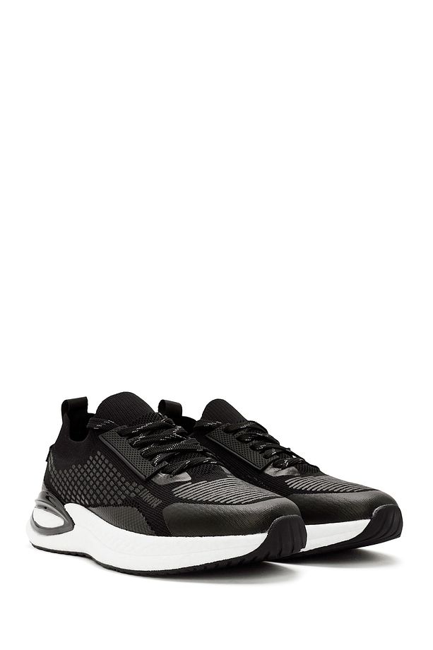 Zero Erkek Siyah Bağcıklı Kalın Tabanlı Kumaş Sneaker 24sfd69246f - 3