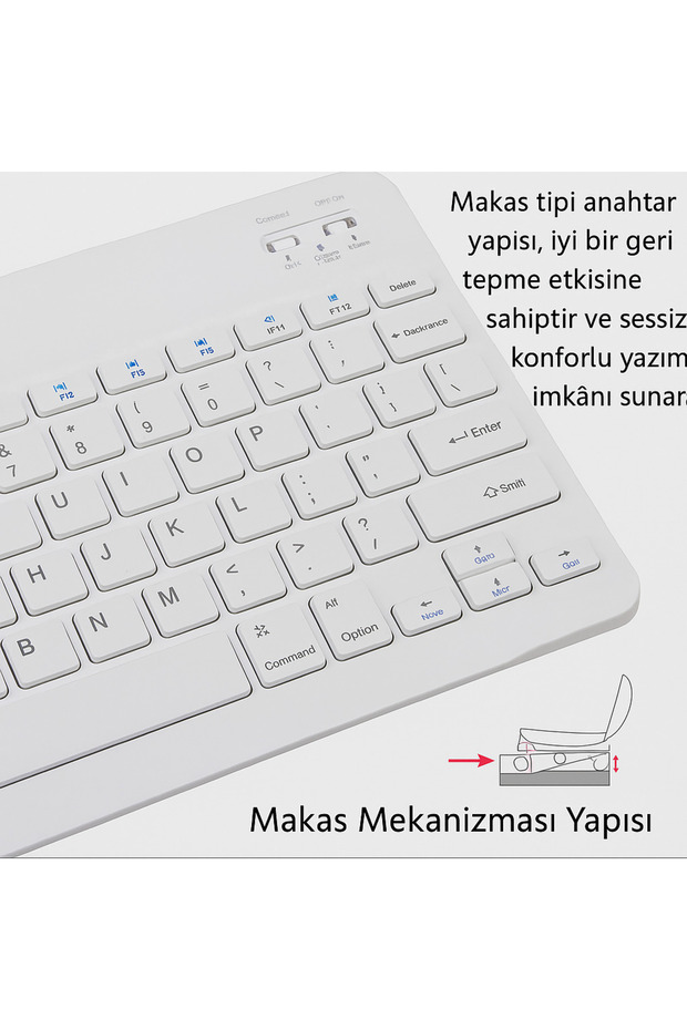 Kablosuz Bluetooth Klavye + Mouse Seti (iOS / Android / Windows Uyumlu) BEYAZ - 5