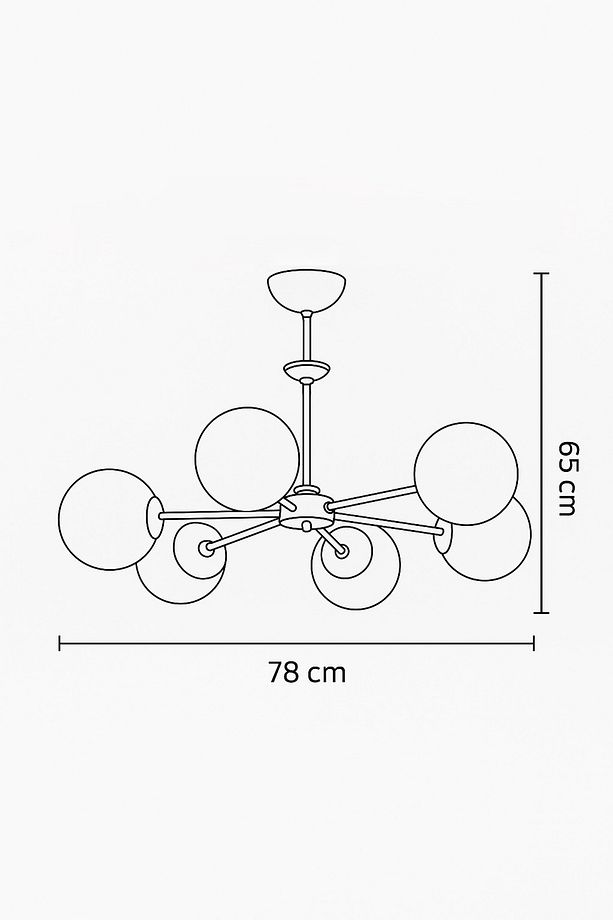 Nisa 6'lı Eskitme Sarı Glop Camlı Avize - 4