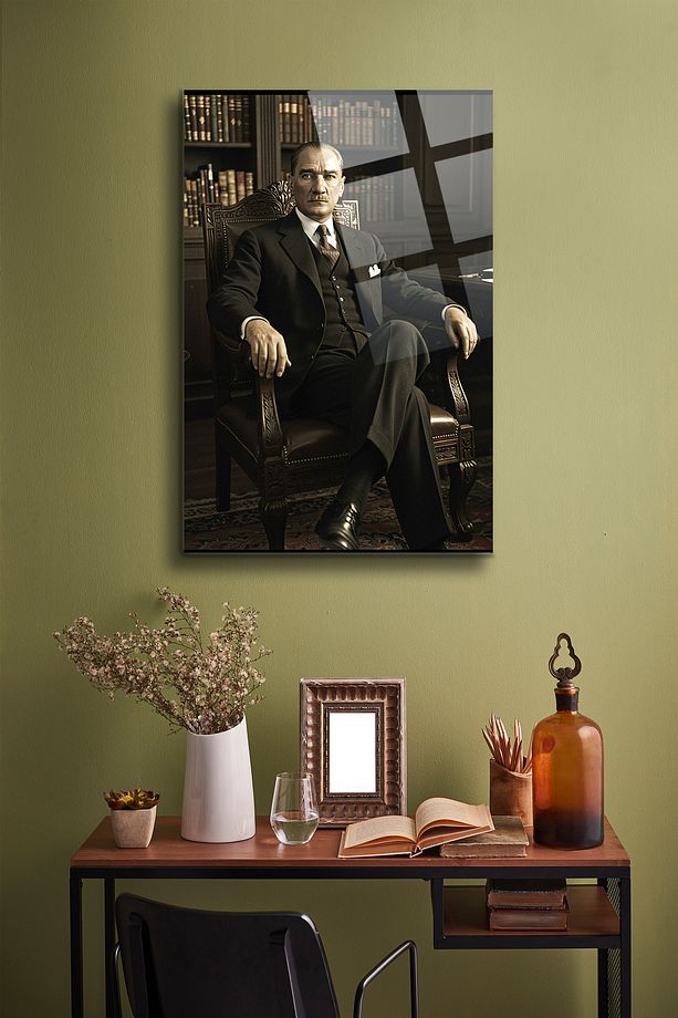 Atatürk Cam Tablo - Portre - Cam Tablo - Duvar Dekoru - Atatürk Portresi - Kaliteli Baskı Ata029 - 3