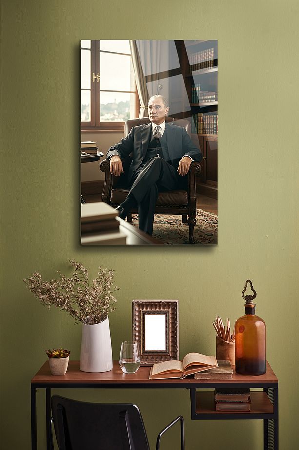 Atatürk Cam Tablo - Portre - Cam Tablo - Duvar Dekoru - Atatürk Portresi - Kaliteli Baskı Ata024 - 3