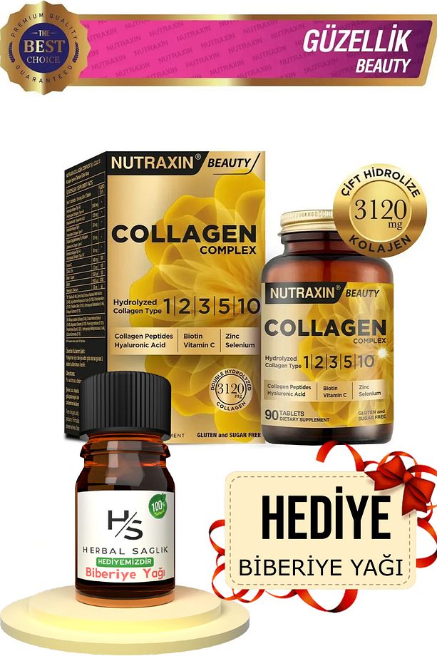 Collagen Beauty Complex 90 Adet Hidrolize Tip 1-2-3-5-10 Hrblsglk Biberiye Yağı (HEDİYE) - 1