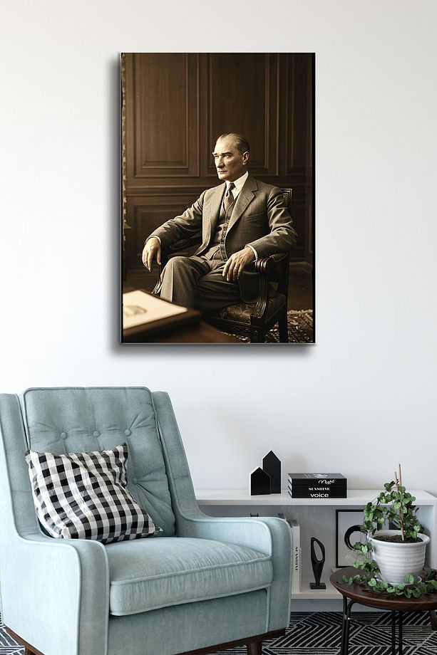 Atatürk Cam Tablo - Portre - Cam Tablo - Duvar Dekoru - Atatürk Portresi - Kaliteli Baskı Ata023 - 4