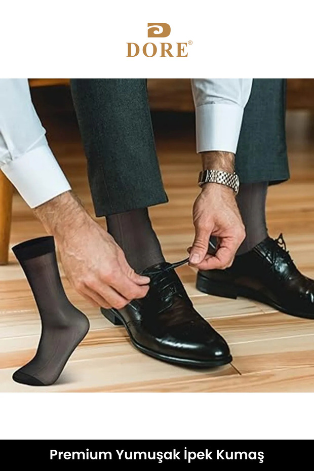 Erkek Orijinal 2 Adet Lüks İpek Yumuşak Konfor Modeli Takım Elbise Pantolon Klasik & Şık İpek Çorap - 2