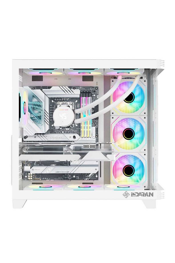 JOY gaming argb ön panel 7x argb fan atx beyaz akvaryum bilgisayar kasası - 7
