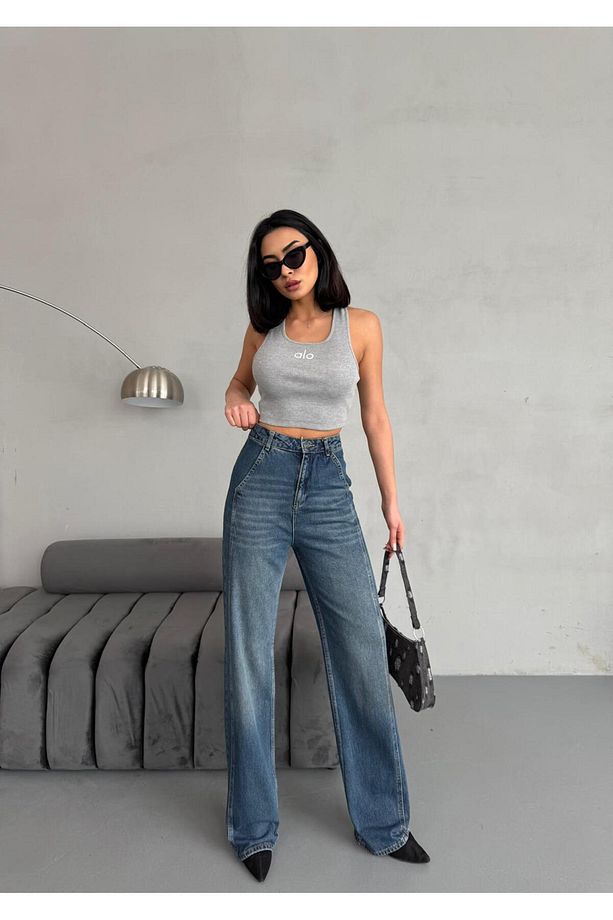 YAN DİKİŞ DETAYLI WİDE-LEG TİNT JEAN - 3