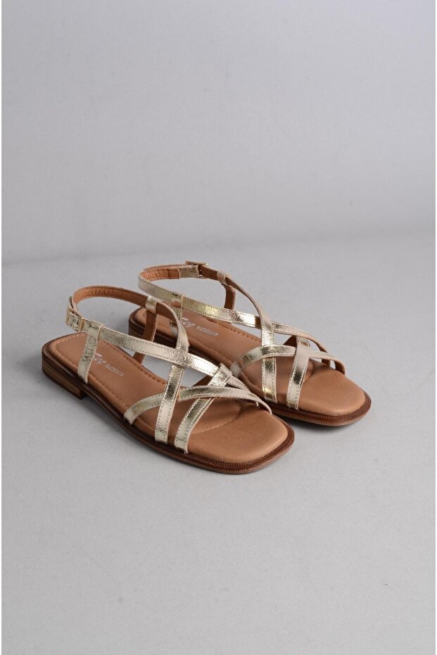 Select 16213 genuine leather women's sandal gold
