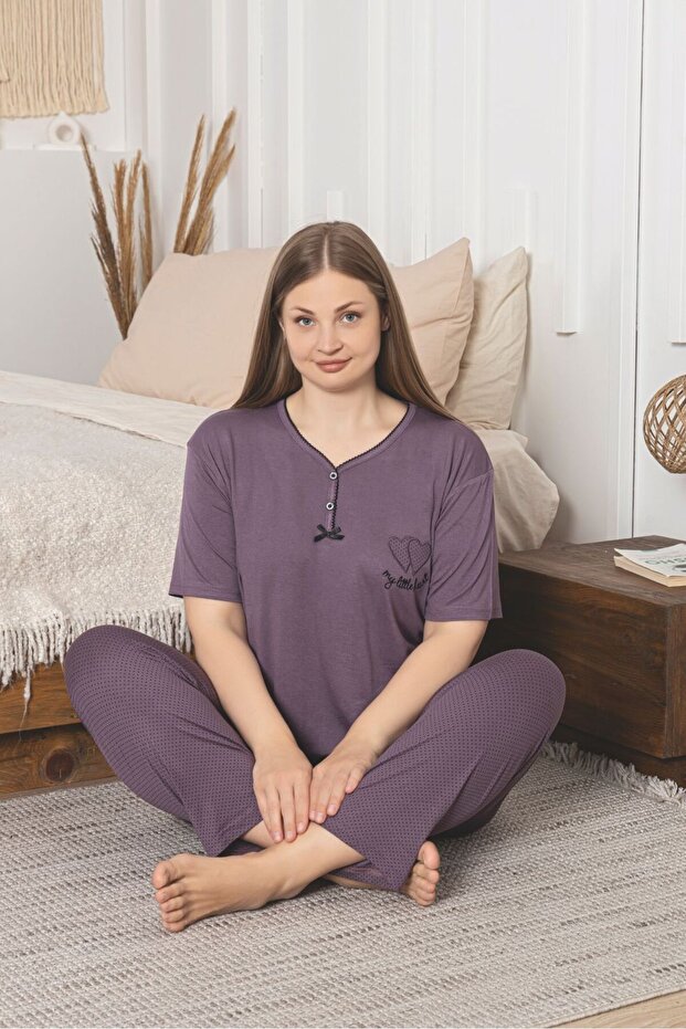 Plus Size Lycra Combed Cotton Pajama Set - 2