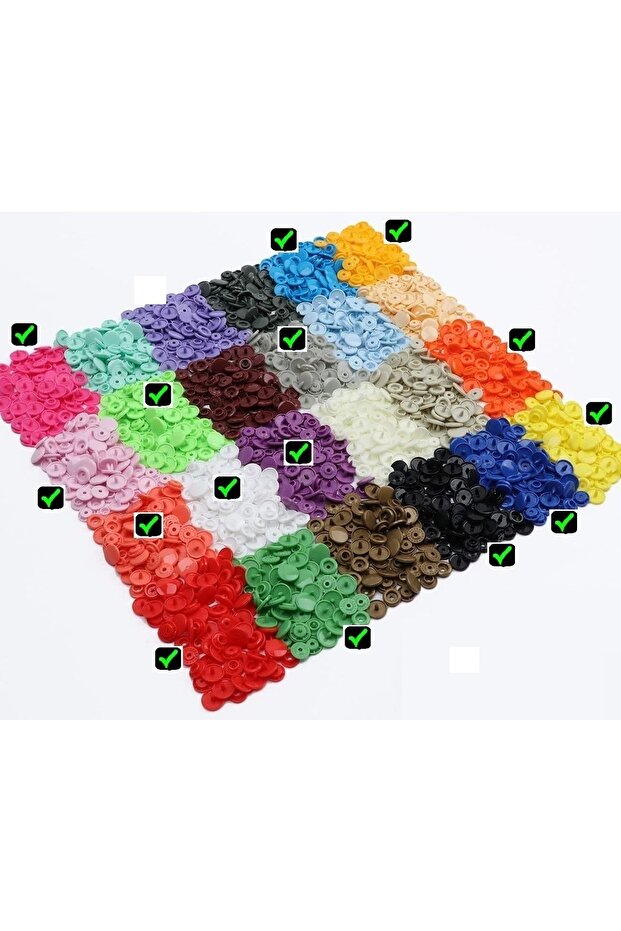 Celines Wonders Kaliteli T5=12,4 Mmdikişsiz Çıtçıt Seti, 15 Renk X 10 Takım= 150 Adet, Plastik Çıt Çıt Seti