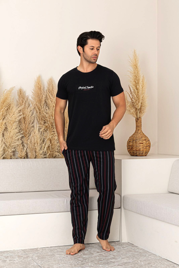 100% Cotton Short Sleeve Men's Pajama Set - Father's Day Gift