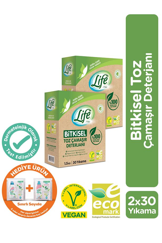 Vegan Bitkisel Toz Çamaşır Deterjanı 1.5kg X 2 Adet - 1