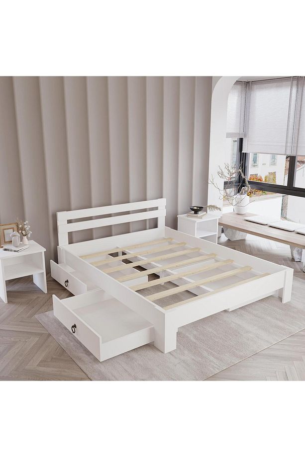 4 Çekmeceli Letto Mdf Karyola | Tek Ve Çift Kişilik Yatak Uyumlu, Kolay Kurulum - 3