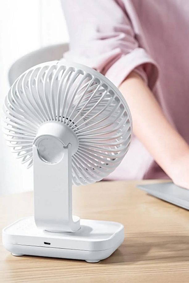 Şarjlı Masaüstü 120°Otomatik Döner Oynar Başlıklı 4 Hız Modu Turbo Fan Soğutucu Vantilatör GriX881 - 7