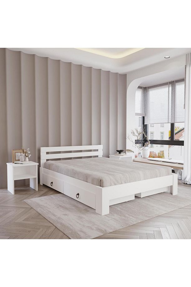 4 Çekmeceli Letto Mdf Karyola | Tek Ve Çift Kişilik Yatak Uyumlu, Kolay Kurulum - 1