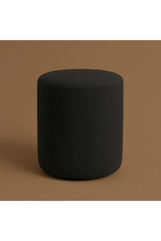 Makyaj Pufu Teddy Kumaş Siyah Ayak Uzatma Pufu Tabure Bench - 2
