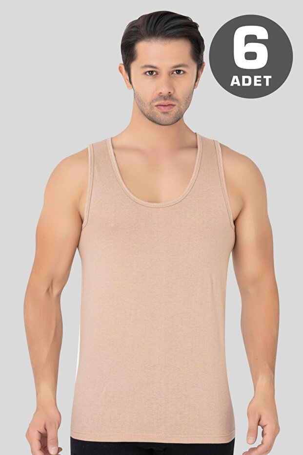 Men's under Shirt Invisible Undershirt 100% Cotton Skin Color 6 Pack