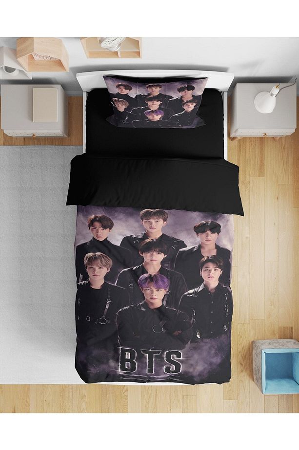Bts K-pop Baskılı 3d Tek Kişilik Genç Kız Nevresim Takımı - 1