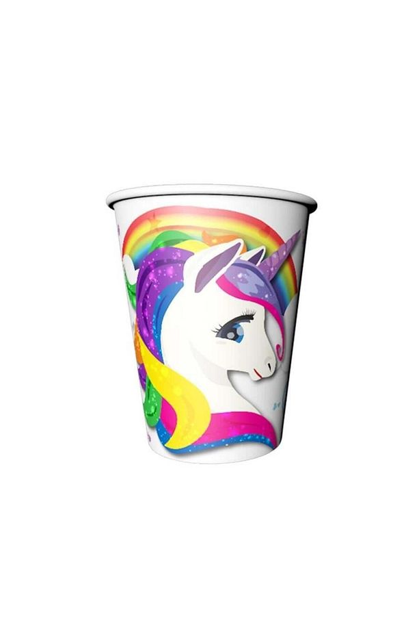 Unicorn Temalı Parti Seti 8 Kişilik Kağıt Tabak ve Bardak Çocuk Doğum Günü Süsleri - 4