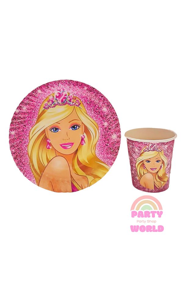 🎀 8'li Barbie Temalı Tabak ve Bardak Seti - 2
