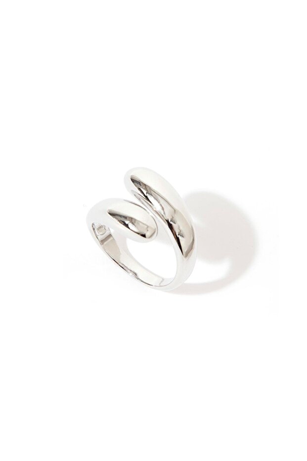 خاتم رفيع مقوس الحجم - فضي - 1