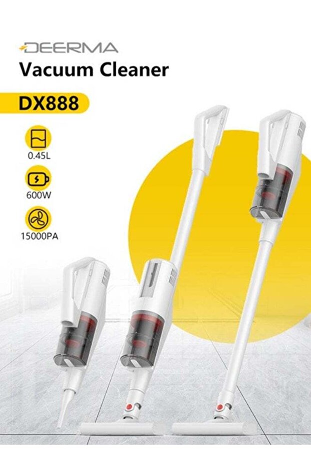3-In-1 Portable Handheld Vacuum Cleaner 500 ml 600 W DX888 White With Powerful Central HEPA Filter and Ultralight
