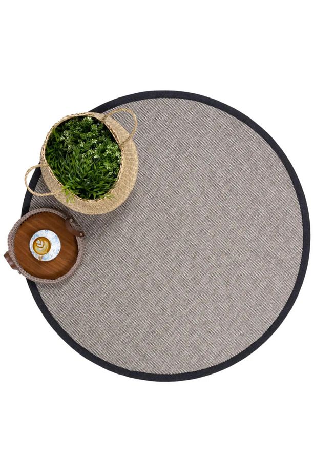 Siena M204 Hasır Dokulu İthal Sisal Halı Yuvarlak Bordürlü Gri Sisal Mutfak Koridor Halısı - 2