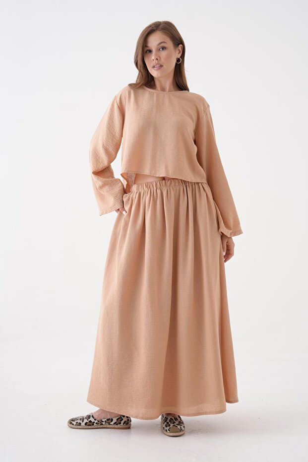 Women's Mink Bamboo Fabric Skirt and Blouse Bottom/Top Set 29246