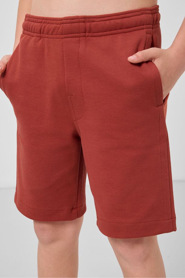 Kiremit Pamuklu Yumuşak Dokulu Standart Fit Basic Erkek Çocuk Şort - 11293 - 5