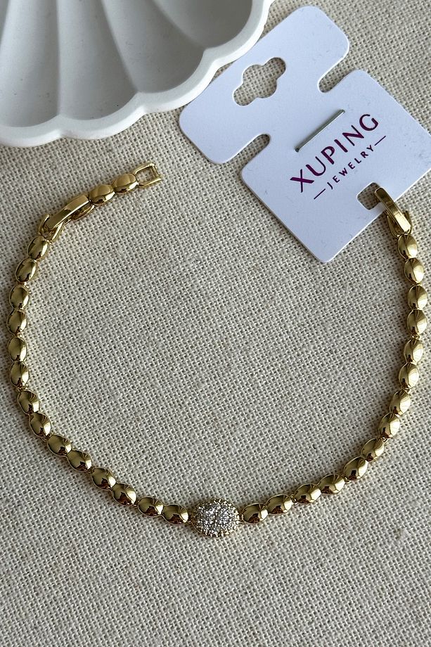 Xuping 17+2 cm Arpa Zincir Tek Taş Kadın Bileklik Kadın Karamaz Bileklik Xuping Bileklik - 2