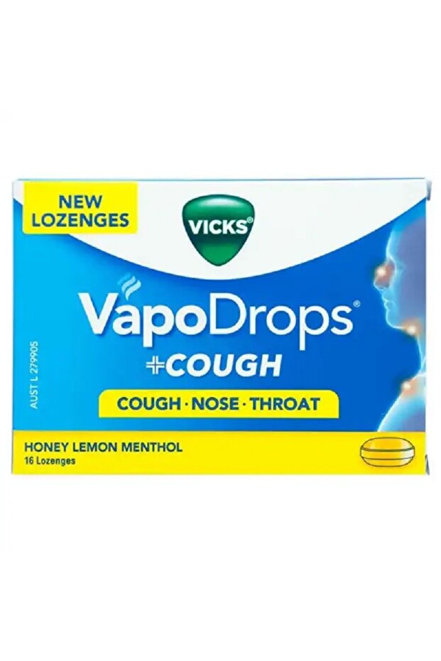 VAPODROPS HONEY LEMON MENTHOL LOZENGES 16S