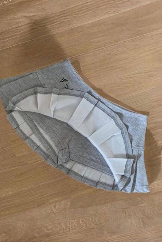 Basic Pileli Fish Mini Baskılı Şortlu Kısa Etek - 2