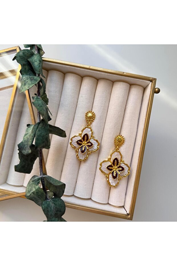 Mineli Yonca Çiçek Küpe - 1