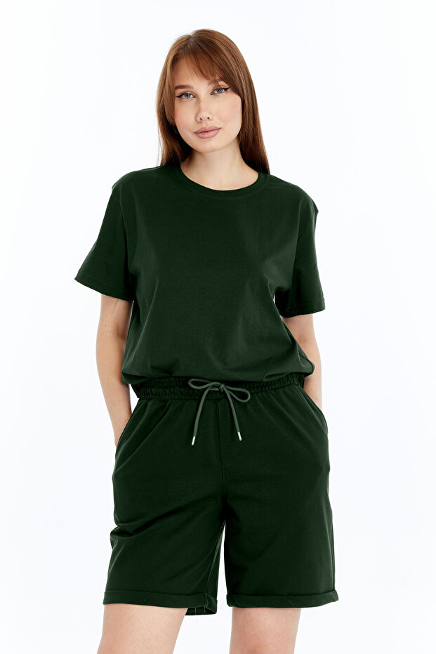 2'li Kadın Tişört - Şort Takım Regular Modal Karışımlı (Şort - T-Shirt) - 5