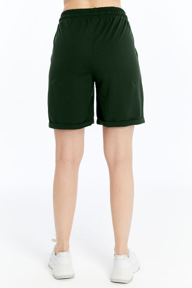 Kadın Oversize Yumuşak Dokulu Şort Modal Karışımlı Katlamalı Paça - 7