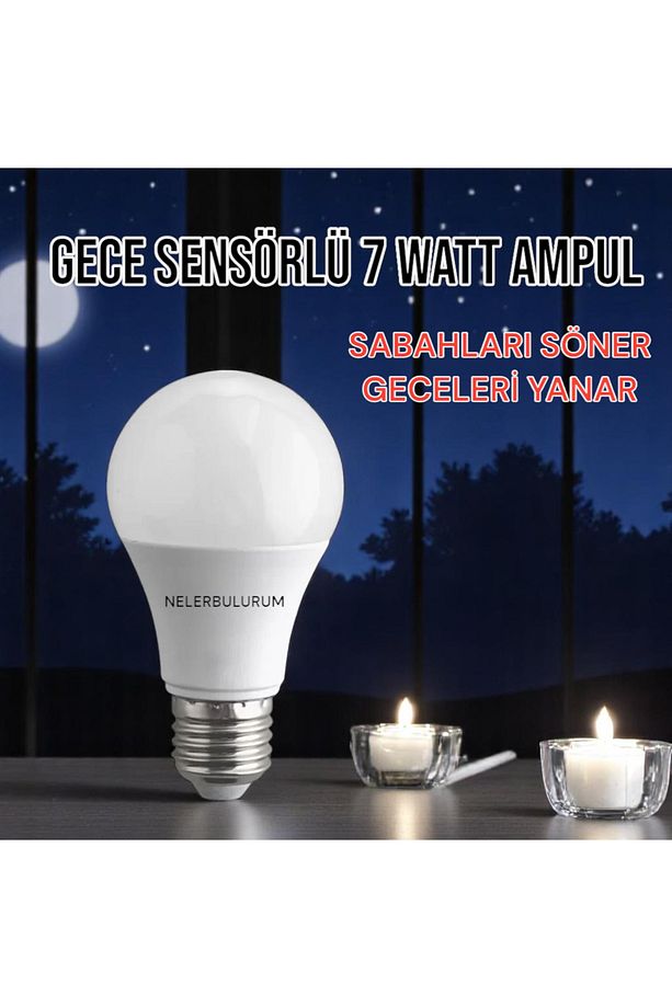 GECE SENSÖRLÜ 7 WATT 6500K LED AMPUL (KARANLIKTA YANAR AYDINLIKTA SÖNER) - 1