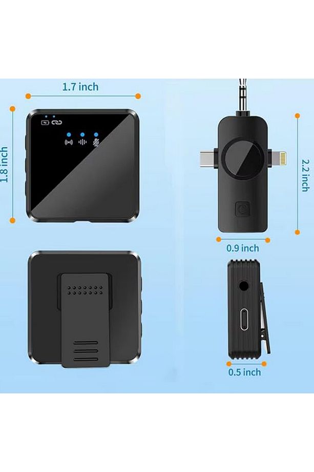 2li Kablosuz Yaka Mikrofonu Type-C iPhone Girişli Telefon Uyumlu Wireless Mikrofon Canlı Yayın F11-2 - 6