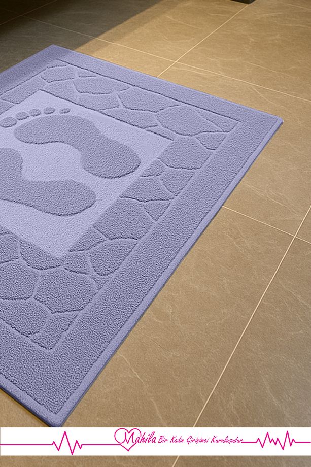 %100 Pamuklu Ayak Havlusu 50x70cm , Lavabo & Duşakabin Önü Ayak İzli Havlu, Ayak Paspası - 2