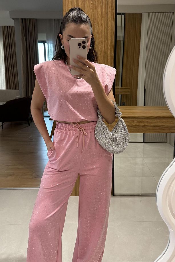 Minora Pembe Taşlı Vatkalı Takım - 2