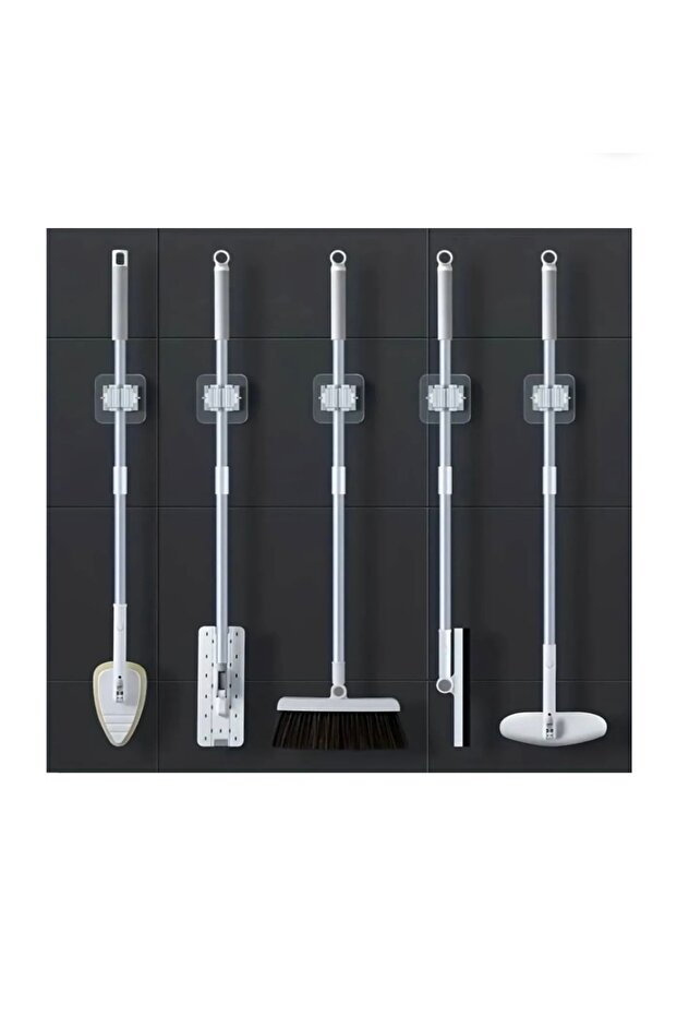 2 Adet Yapışkanlı Fırça Mop Süpürge Sap Tutucu Aparatı - 3